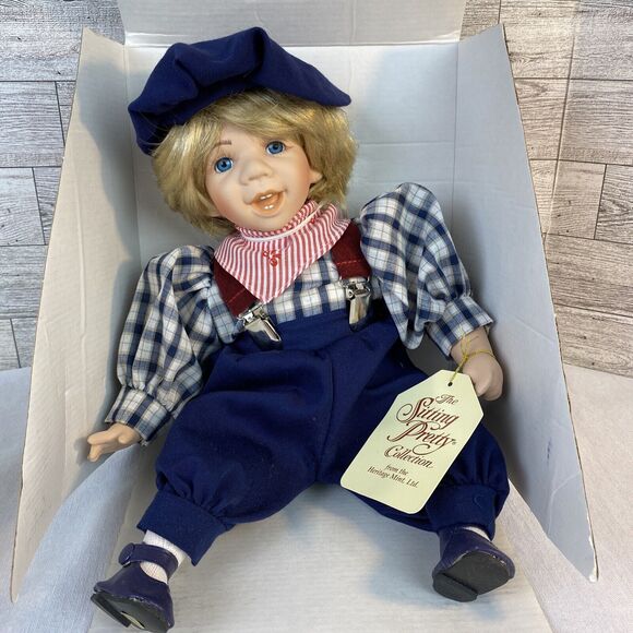 VTG 1996 HERITAGE MINT LTD Boy Charles SITTING PRETTY COLLECTION PORCELAIN DOLL - Picture 1 of 12